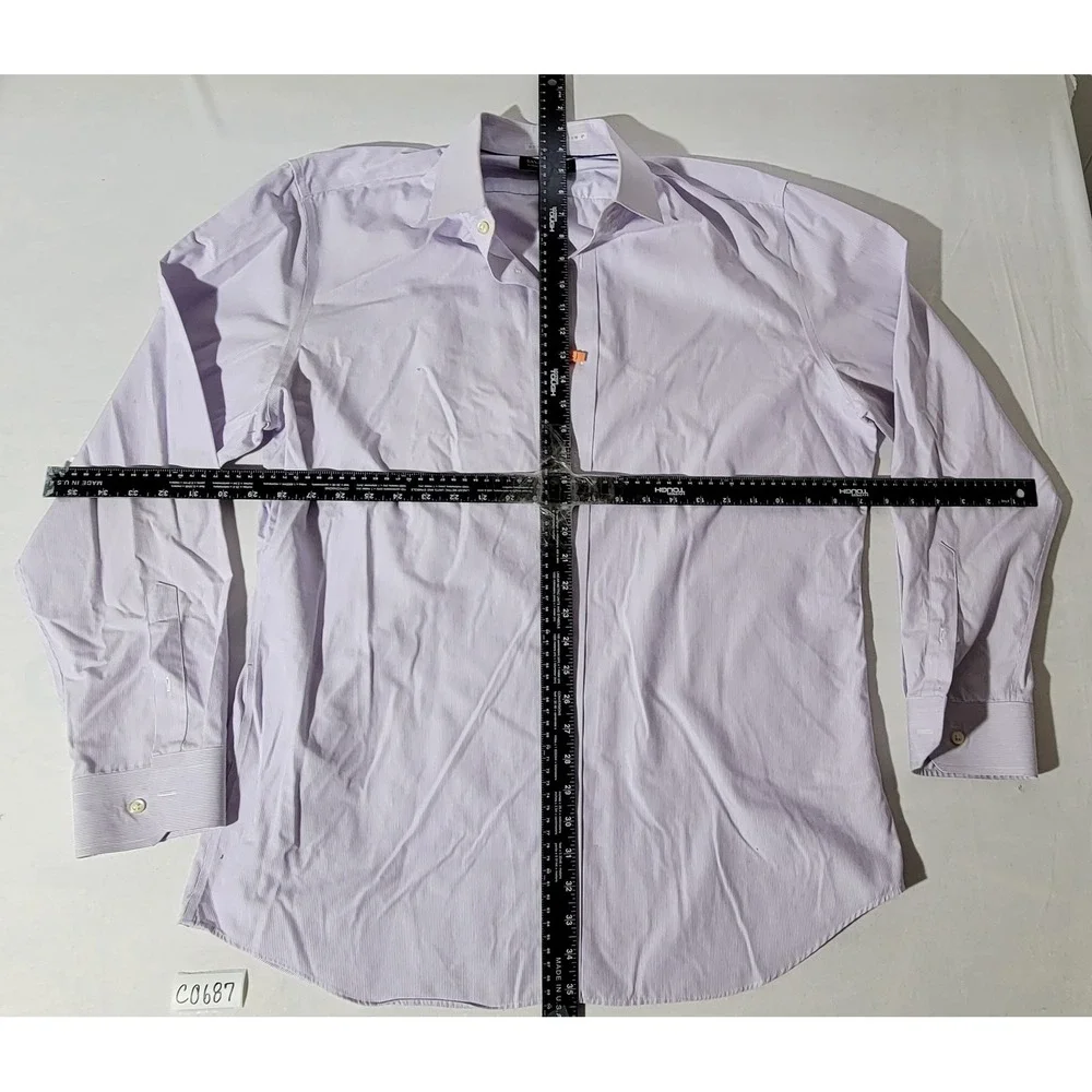 Banana‎ Republic Mens XL Tailored Slim Fit Non-Iron Micro Stripe Shirt Violet